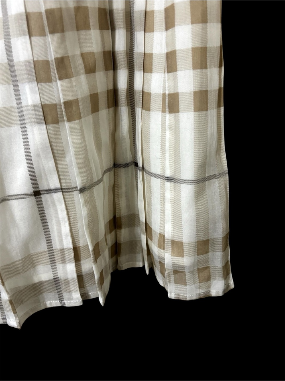 Burberry London 100% Cotton Knee Length Pleated Skirt Sz 8 Novacheck Plaid - Picture 9 of 16